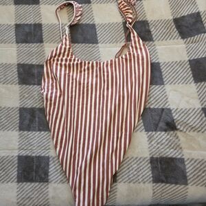 Billabong Red and White Striped One Piece Swimsuit
